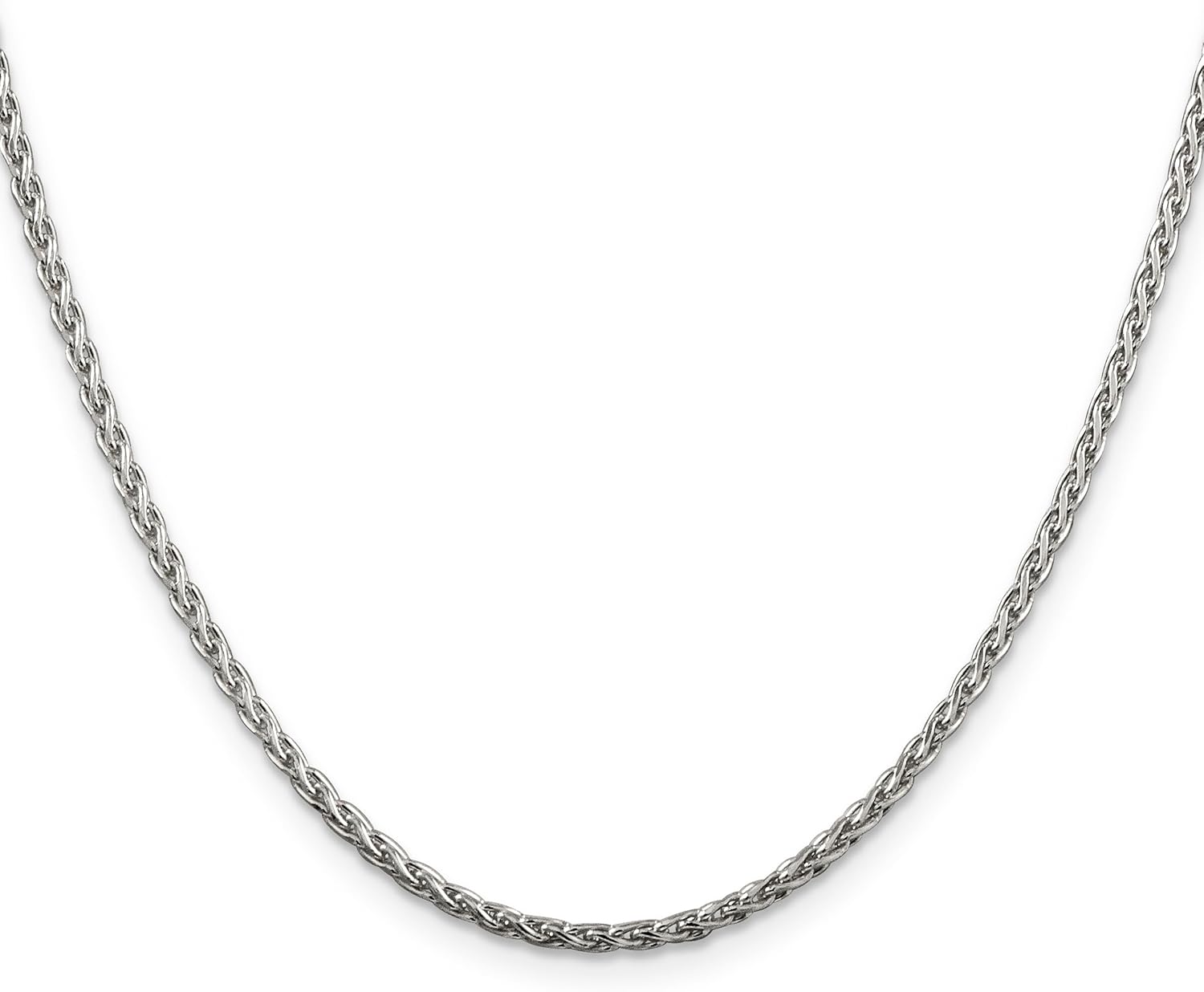 IceCarats 925 Sterling Silver 2mm Spiga Wheat Link Chain Necklace 18 inch
