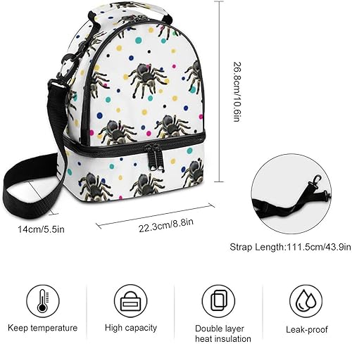 Miniatura 2 de Lonchera estampada con tarántula dorada, doble cubierta, hielera aislada para mujeres y hombres, trabajo al aire libre