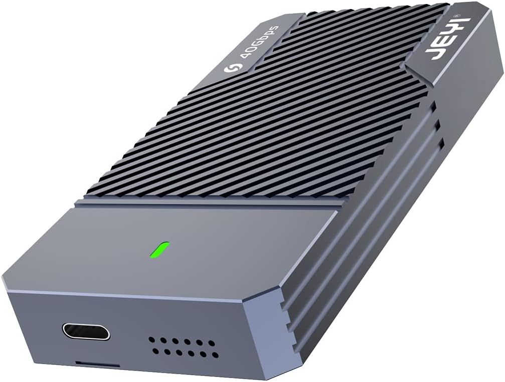 JMT USB 4.0 SSD Enclosure 40Gbps M.2 NVMe 2280 to USB-c Solid State Drive Case Compatible with Thunderbolt4/3 USB 3.2/3.1/3 (TB-2464)