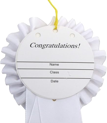 Miniatura 4 de TG,LLC Treasure Gurus 3er Tercer Lugar Deluxe Roseta Cinta Blanca Premium Clase Escolar Deportes Mención Honorífica Premio