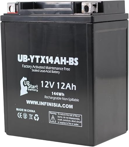 Miniatura 7 de Batería de repuesto UB-YTX14AH-BS para Yamaha YFM225 Moto 4 225 CC ATV 1986 - Activada en fábrica, sin mantenimiento, batería de motocicleta - 12V,