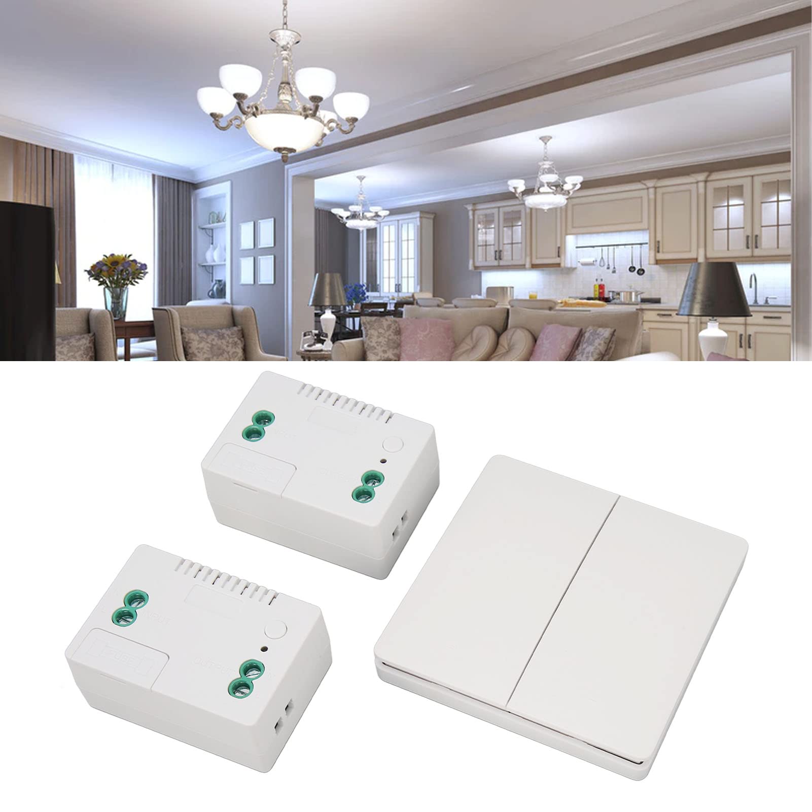 Kit de Interruptor de Luz Inalámbrico Kinetic, Interruptor de Pared No Necesita WiFi, Interruptor de Pared con Control Remoto para Lámpara, Ventilador de Luz de Techo, 10 A de