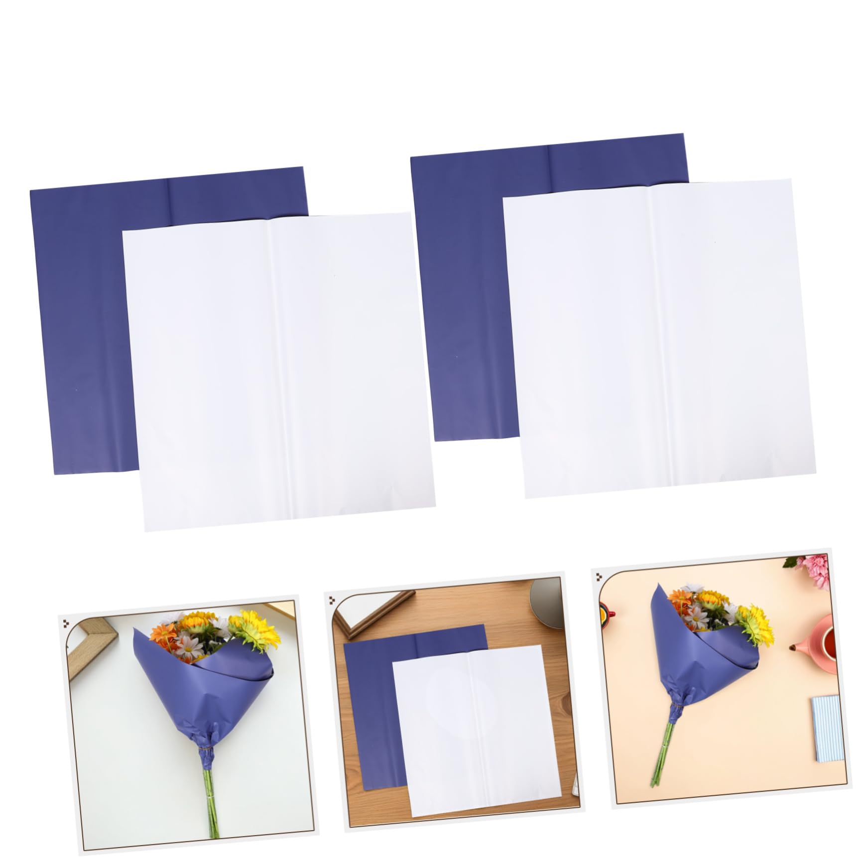 DIYEAH Papel Floral Doble Cara Azul y Blanco para Envolver Ramos de Flores, 80 Hojas, Adecuado para Regalos y Celebraciones