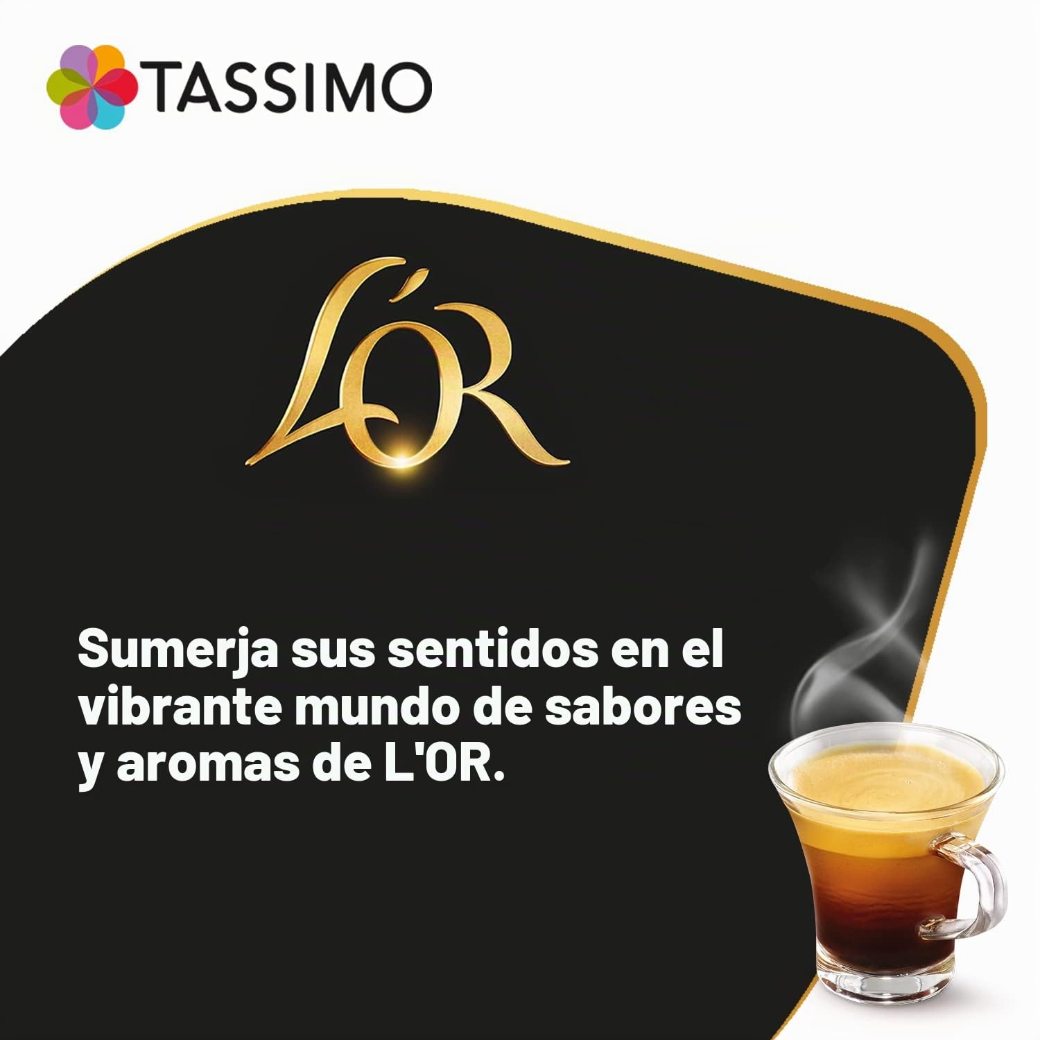 Tassimo, Surtido de 64 Dosis Café L'OR, Compatibles con Máquinas, XL Clásico/Intense, Espresso Fortissimo, Cappuccino, Latte Macchiato, Lote de 5 paquetes