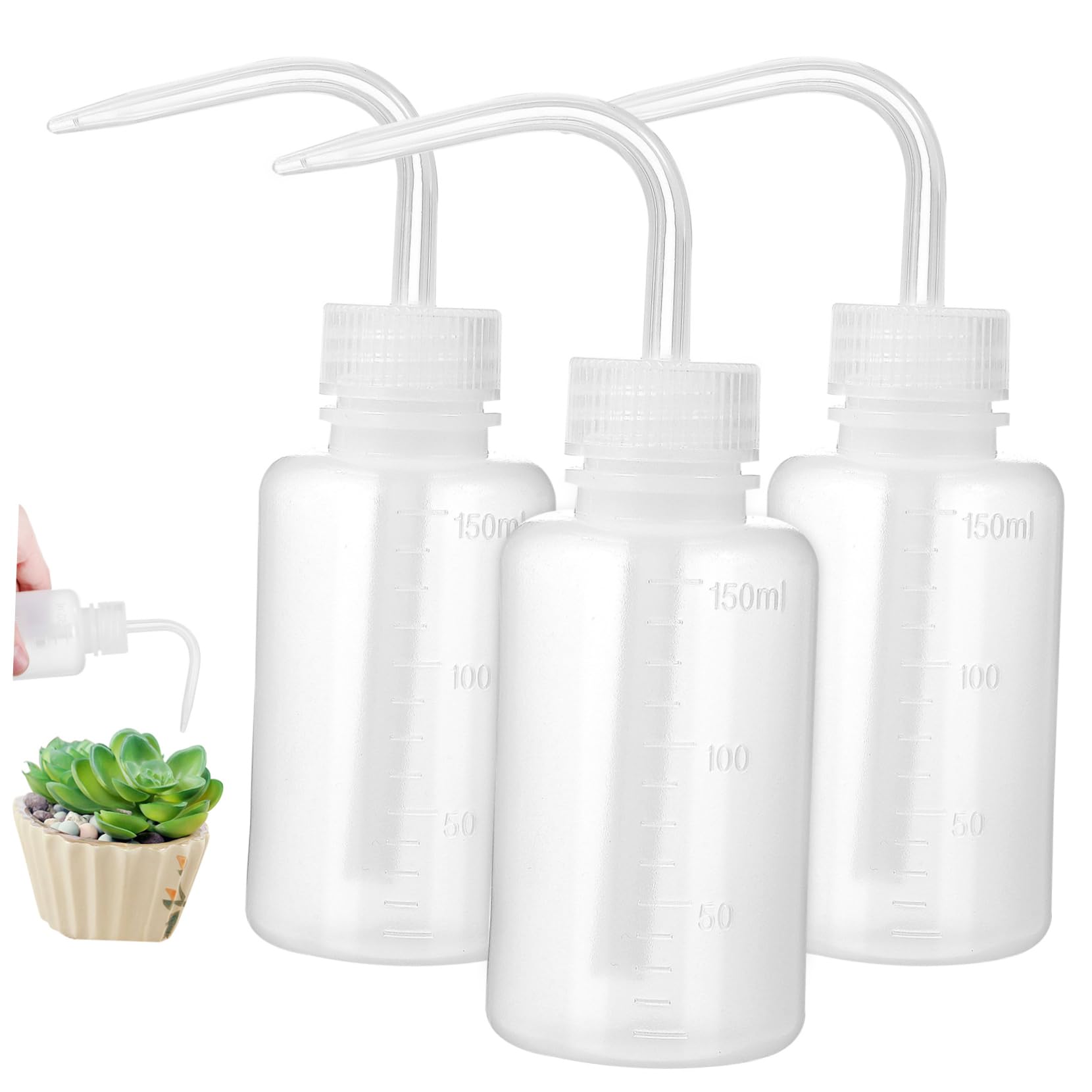 FOMIYES 150ml Plastic Wash Bottle Set Suction Irrigation Bottle for Succulents Indoor Plant Watering Sprayer Graduated Capacity