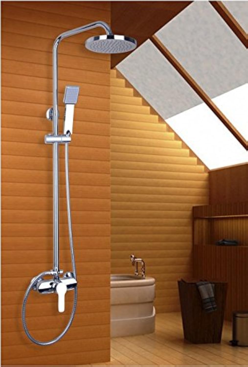Baignoire pomme de douche ABS 20,3 cm jet large avec pulvérisateur mural