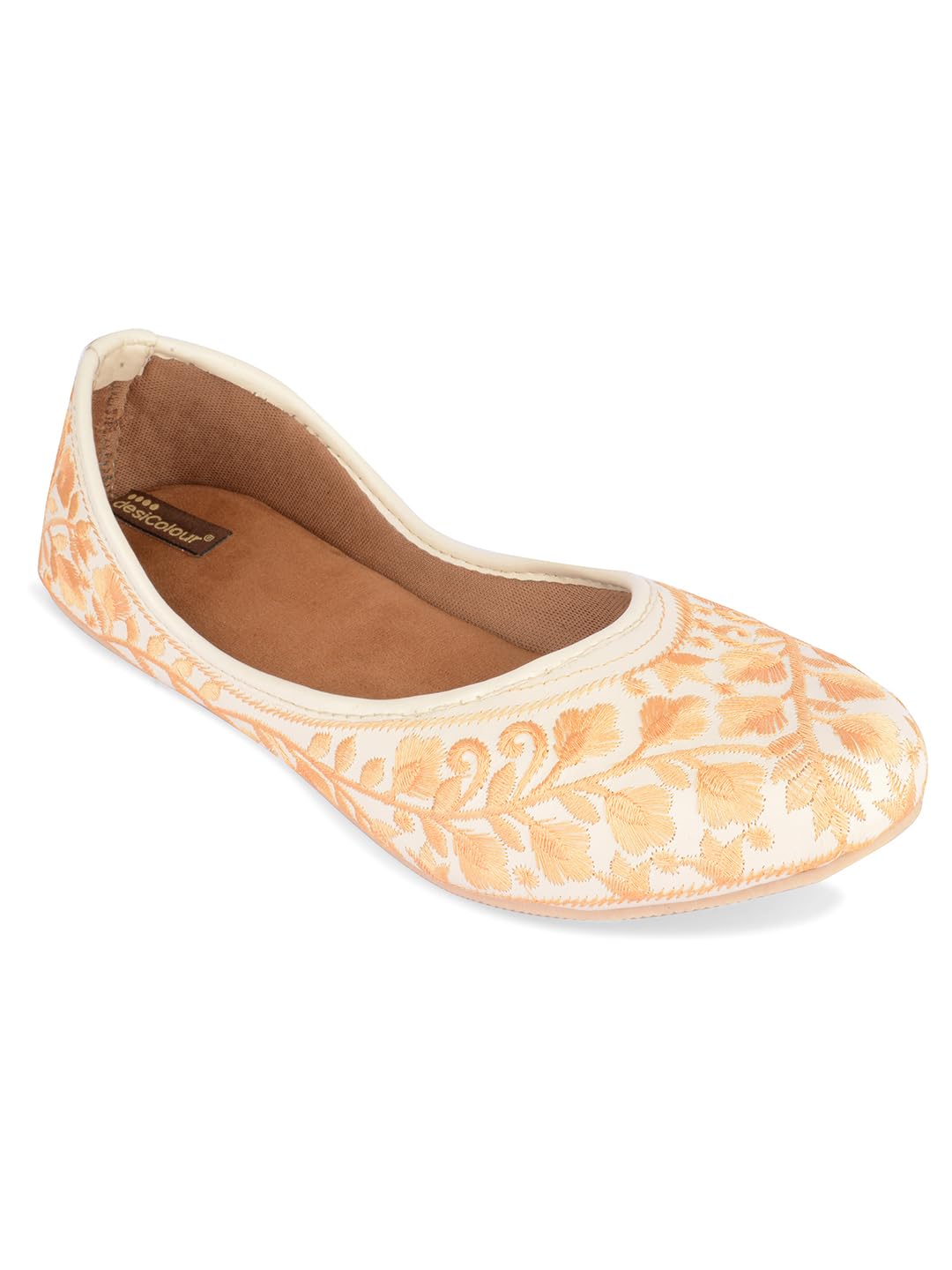 desi colour Mojari Punjabi Jutti for Women Ethnic Footwear- LR Brown Heavy Work-picture-49