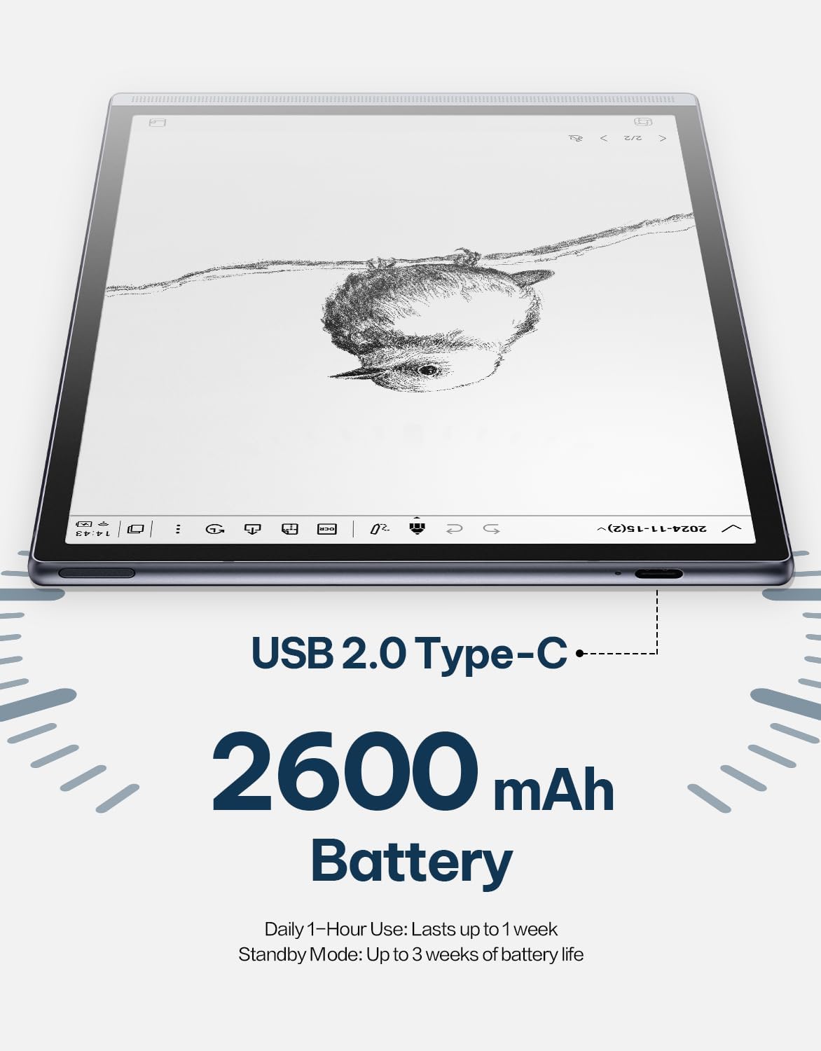 AINOTE Air 2, 8.2" AI Smart E Ink Tablet with Stylus & Adjustable Light, AI Model-Powered Multi-Language Transcription, Paper Note-Taking Tablet Digital Notebook Schedule Management for Meetings Study — view 6