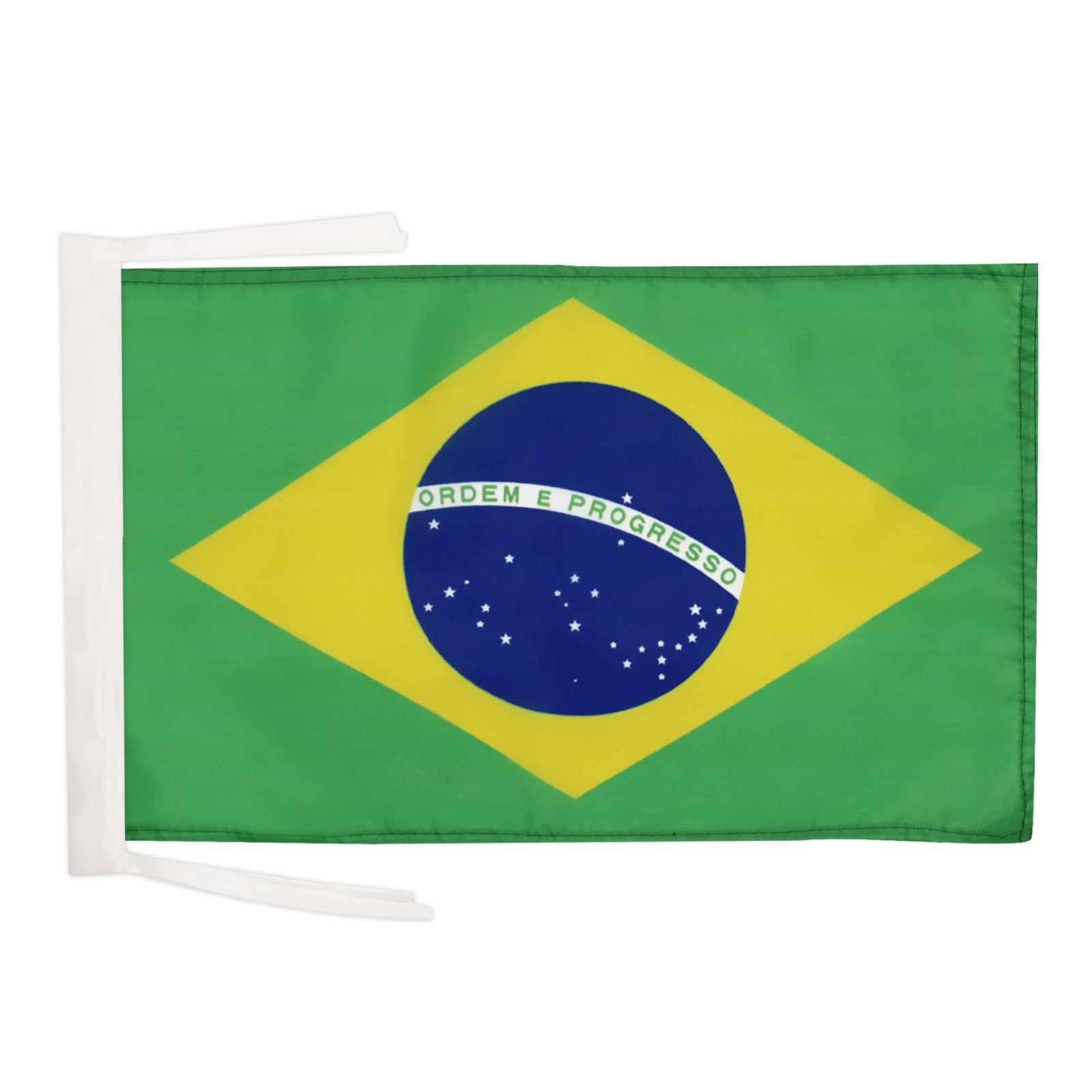 AZ FLAG - Brazil Flag - 18'' x 12'' - 100% Polyester Brazilian Small Banner with Two Cords - Fade Resistant - Vivid Colors - 18x12 in - 45x30 Cm - 1