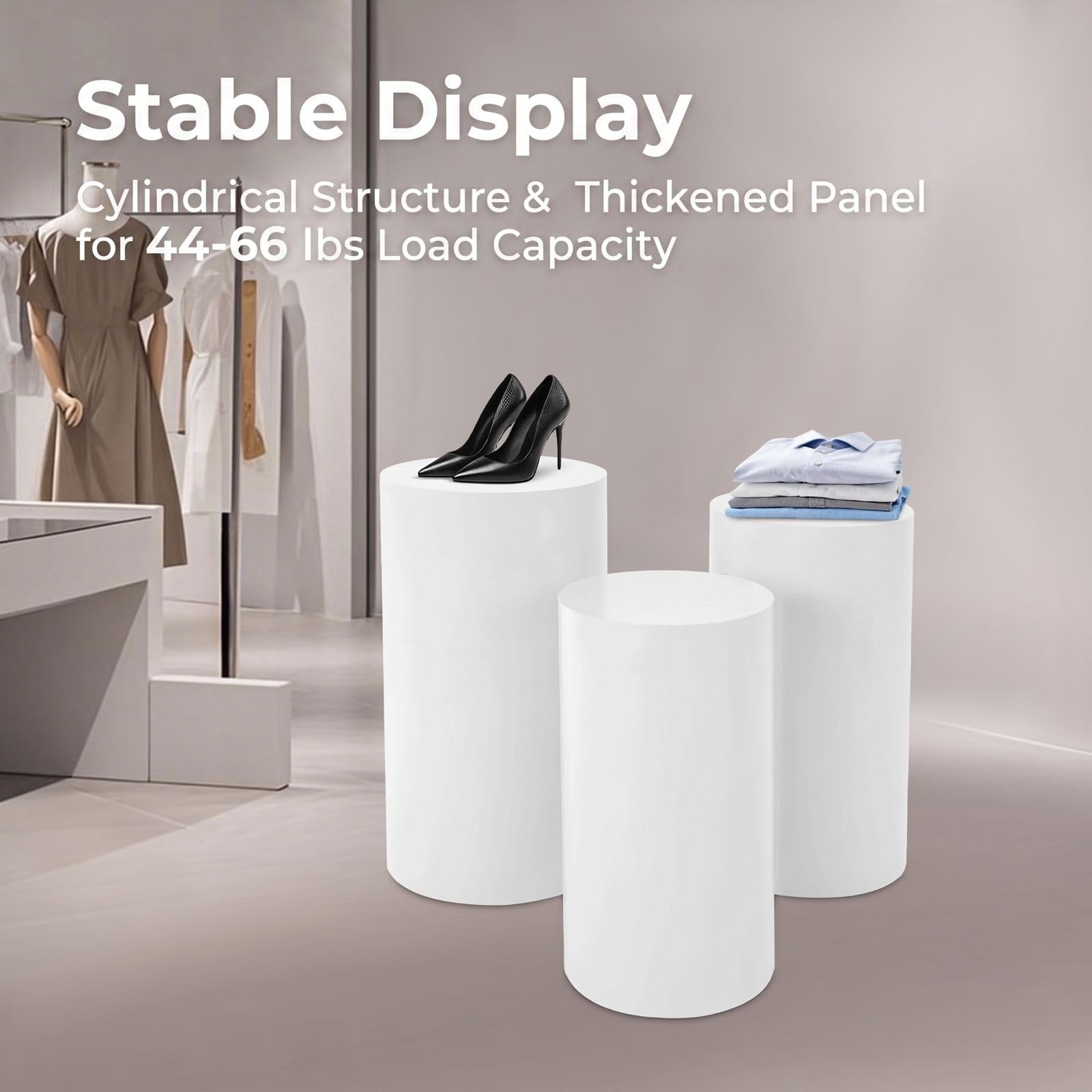 Lot de 3 supports cylindriques pour gâteaux - Blanc
