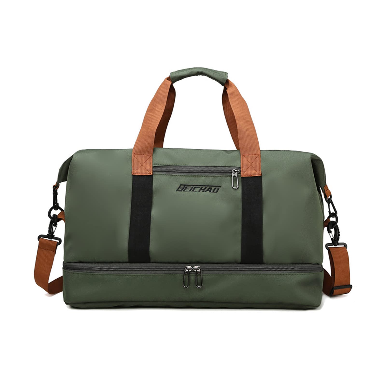 FANDARE Bolsa de Viaje Deportiva Gimnasio Mujer Hombre Fin de Semana Senderismo Maleta de Mano con Bolsillo Húmedo y Compartimento para Zapatos Verde