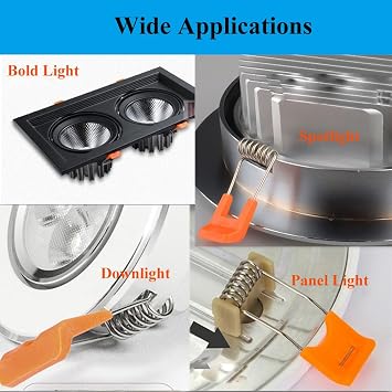10 Sets Downlight Panel Lamp Spring Clips Light Emitting Diode Recessed Lighting Accessories Securing Clamps for Ceiling Lamp Canister Lights LED Strip Mounting/65x16mm/Orange
