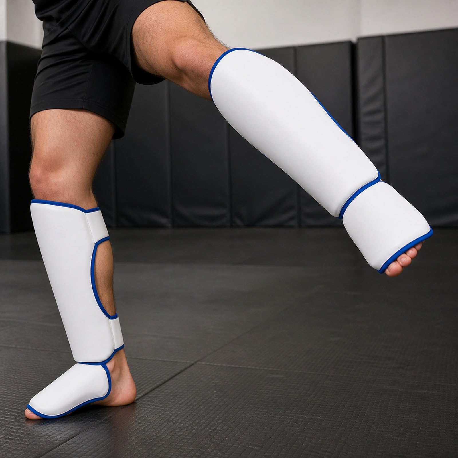 Ochrona stóp goleni, ochraniacz goleni, regulowana osłona nóg z ochroną szyi, regulowana, oddychająca, do boksu, taekwondo, sportów walki, karate