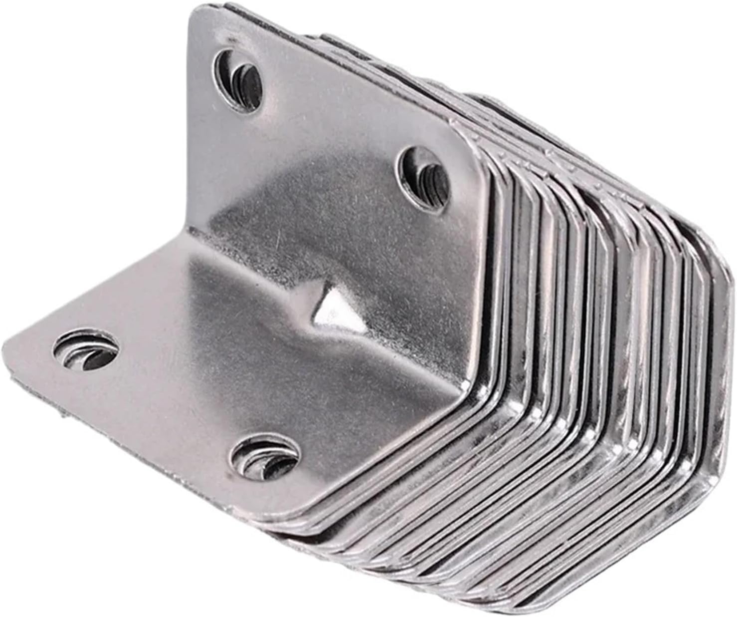 L Brackets Stainless Steel Corner Right Angle Fixed for Wood Furniture Bedframe Cabinet(4holes-20pcs)