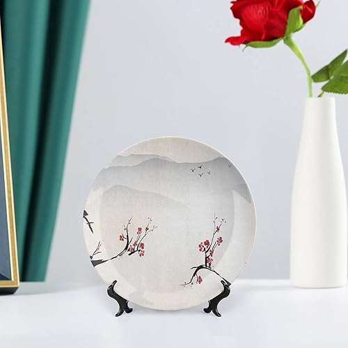 Miniatura 6 de LIGUTARS Platos de cerámica, platos de cerámica decorativos asiáticos, paisaje natural japonés, flor de Sakura nacional, 6 pulgadas, para comedor,