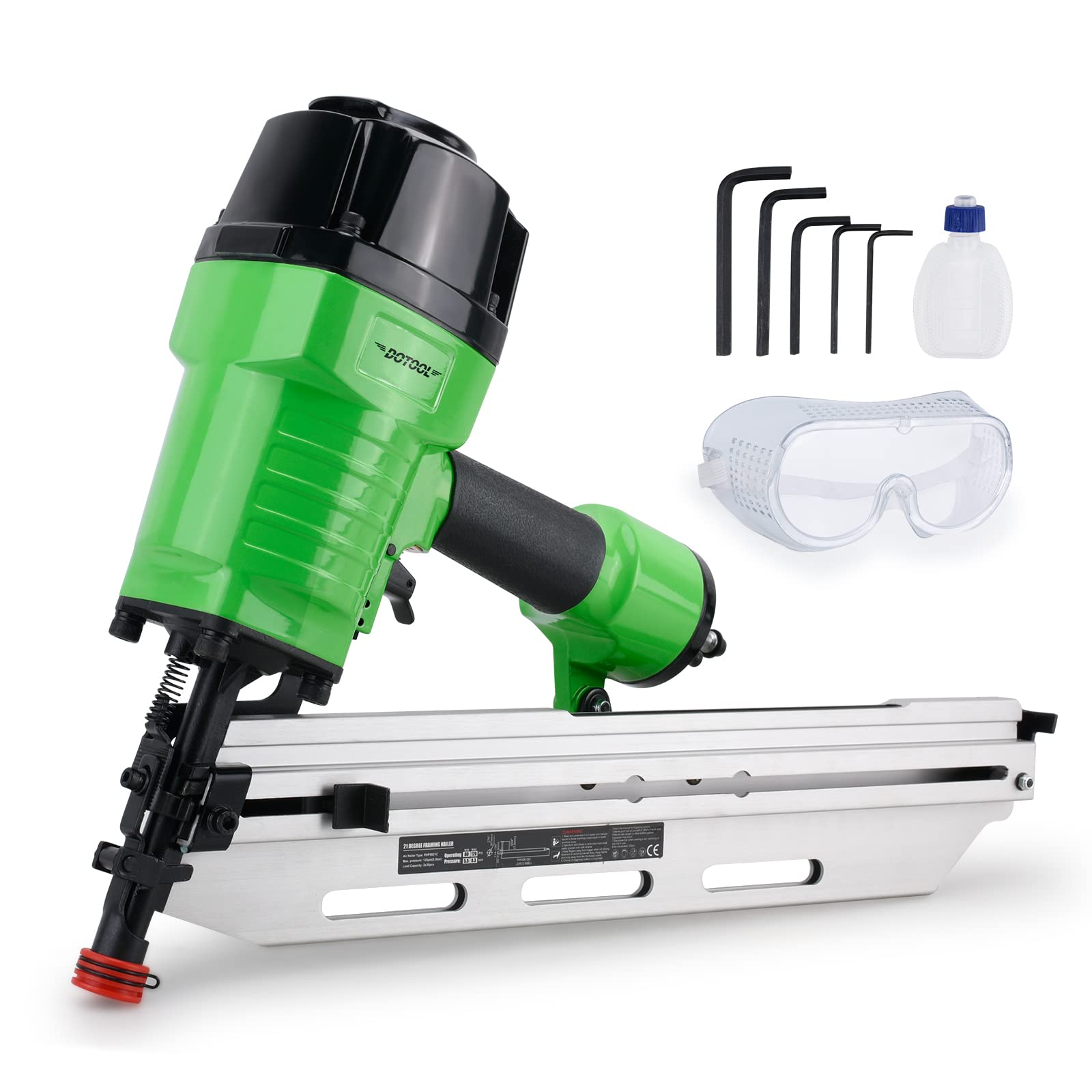DotoolFraming Nailer 21 Degree 2-Inch to 3-1/2-Inch Nails Round Head Pneumatic Nail Gun with Tool-Free Depth Adjust