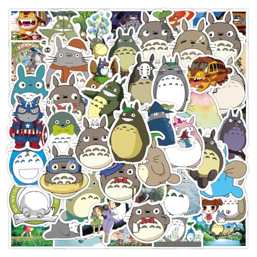 50pcs Cute Totoro Cartoon Stickers for Kids Water Bottle Japanese Anime Waterproof Vinyl Stickers for Teen Girl Adult Laptop Skateboard Bike Guitar Laggage Bicycle Travel Case Notebook