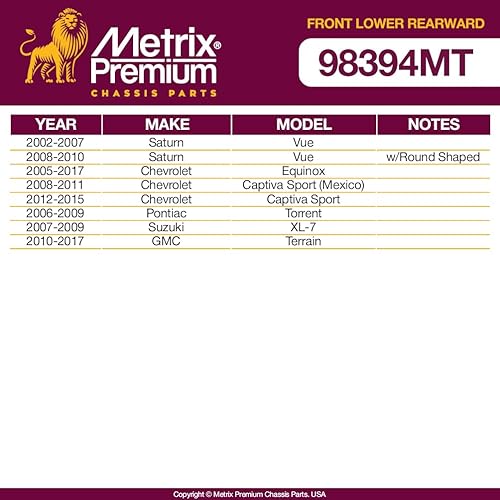 Miniatura 2 de Metrix Premium Chassis Parts - Kit de bujes de brazo de control delantero inferior trasero de 2 piezas compatible con Saturn Vue 02-10, Chevrolet