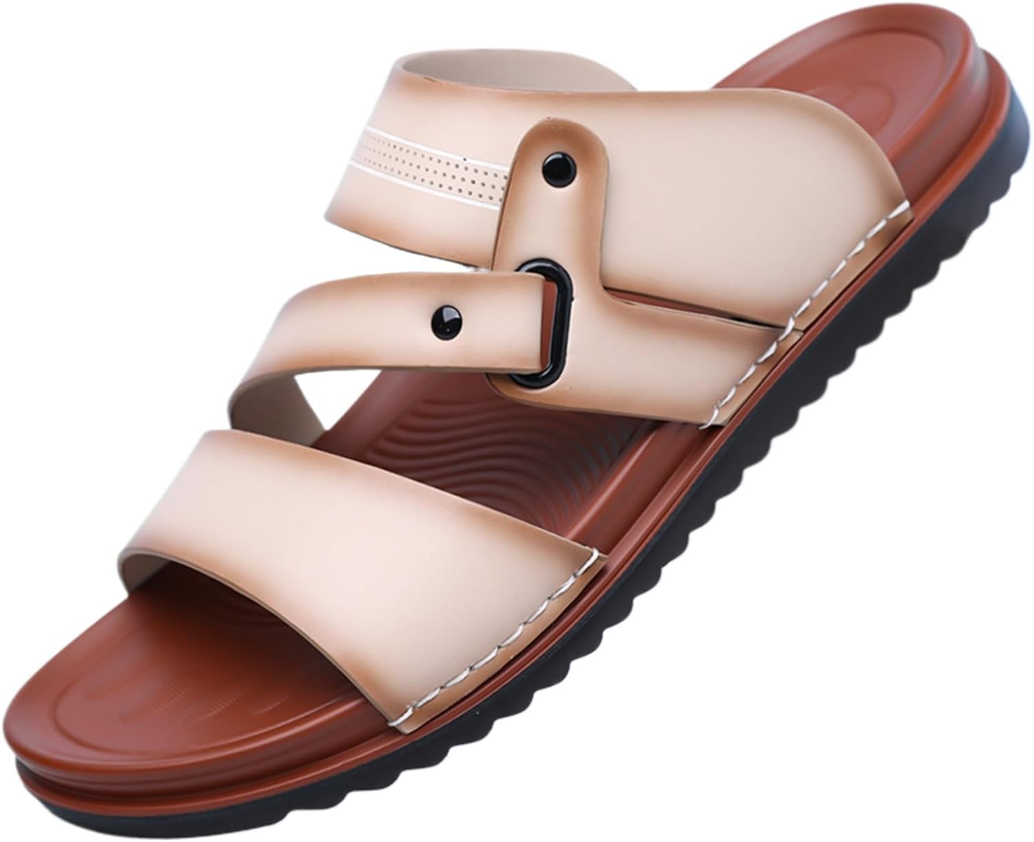Men's fashionable flat sandals - formal style - outdoor open-toe leather sandals - slip-resistant and comfortable for walking - suitable for beach, fishing and daily summer outings