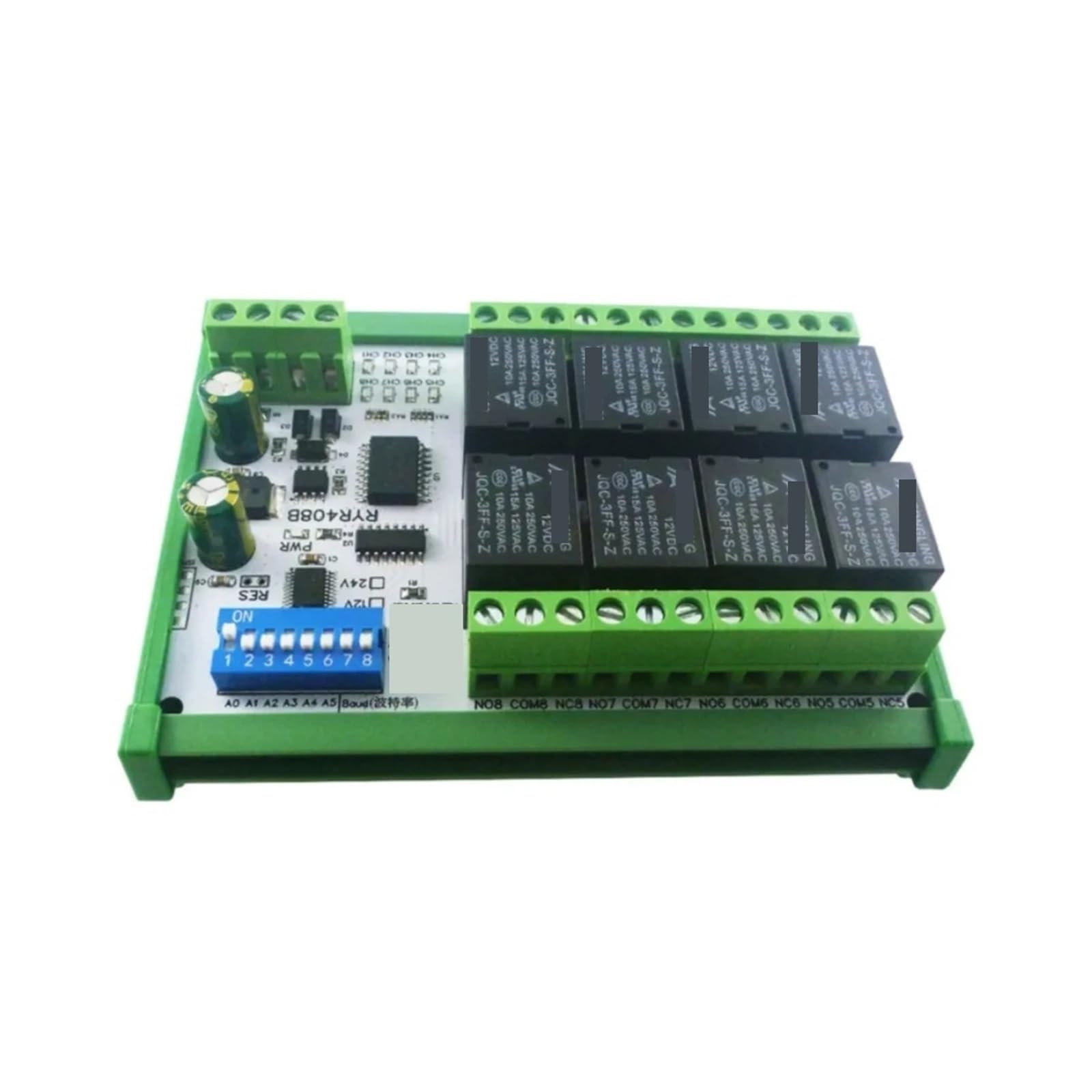Module Relais RS485 RTU 8CH DC 12V avec Boîtier DIN RYR408B pour Automate PLC