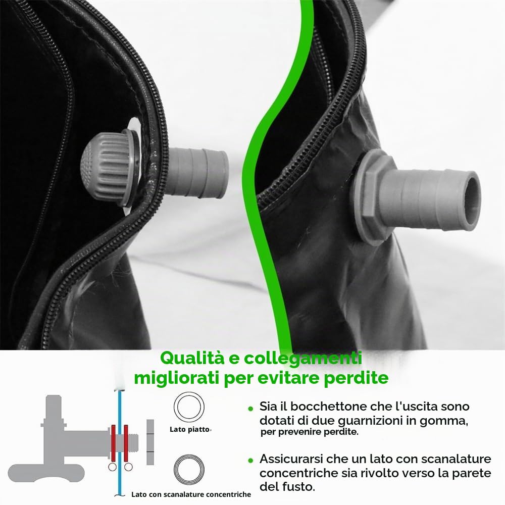 Melko - Raccoglitore di acqua piovana pieghevole da 500L con rubinetto di scarico, aste di supporto in PVC e tubo dell'acqua da 2 m - Serbatoio per acqua piovana mobile con protezione da trabocco e