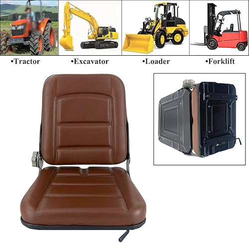 Miniatura 4 de MECCTP Asiento de tractor de suspensión de asiento de montacargas, asiento universal de PVC con ángulo de respaldo ajustable de 140 para carretilla