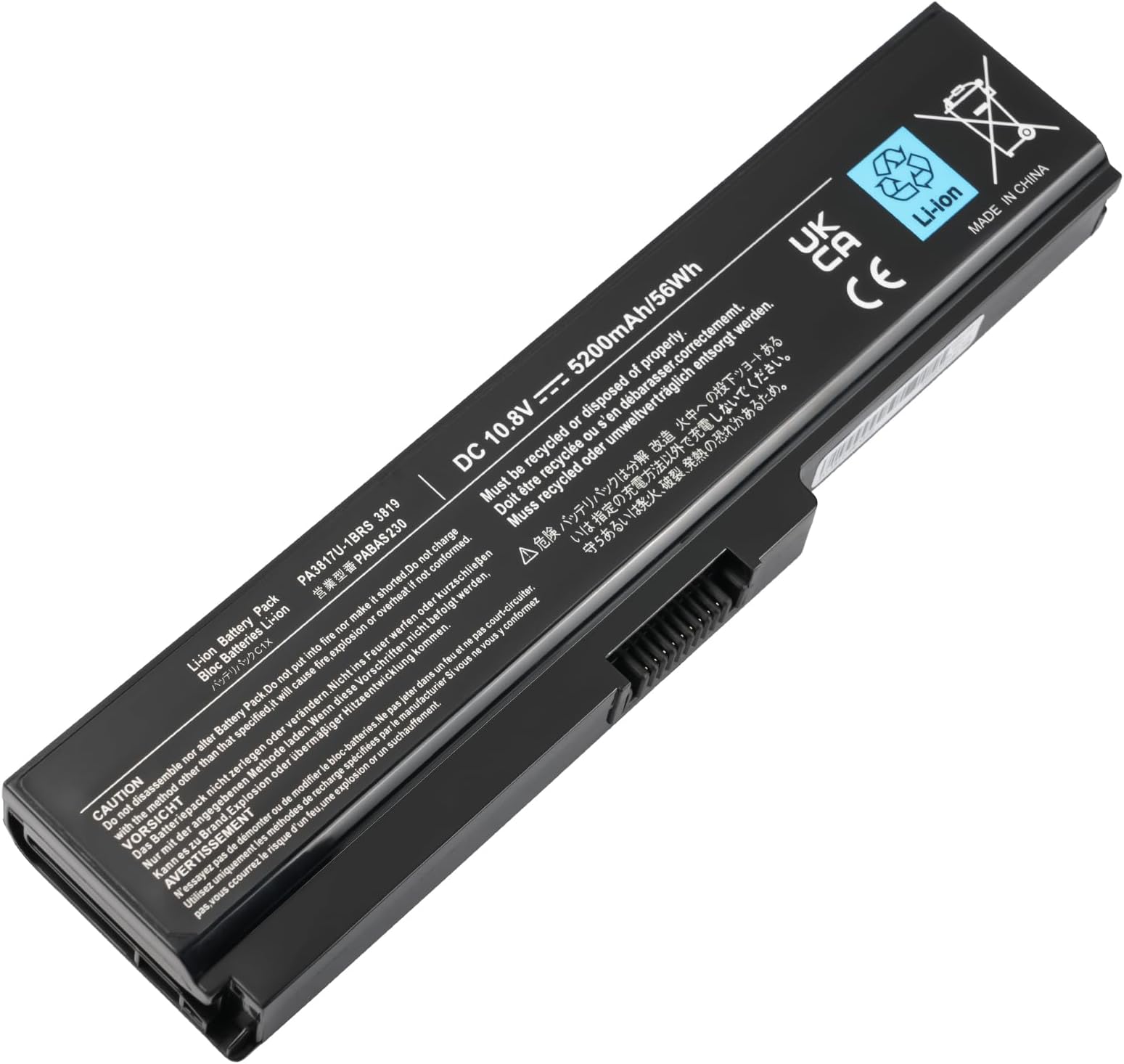 5200mAh PA3817U-1BRS Laptop Battery Replacement for Toshiba Satellite A660 C600 C650 C655 C660 C660D C665 C670 L700 L750 L750D L650 L670 P750 PA330 819U-1 BRS [10.8V 56Wh]