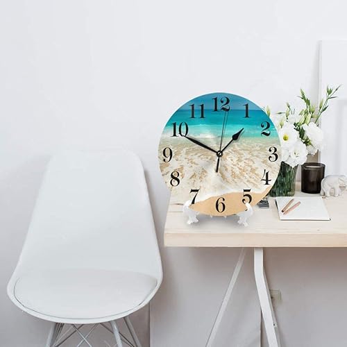 Miniatura 2 de Reloj de pared de playa de mar, funciona con pilas, reloj redondo silencioso sin tictac, decoración de pared para el hogar, oficina, escuela, 9.8