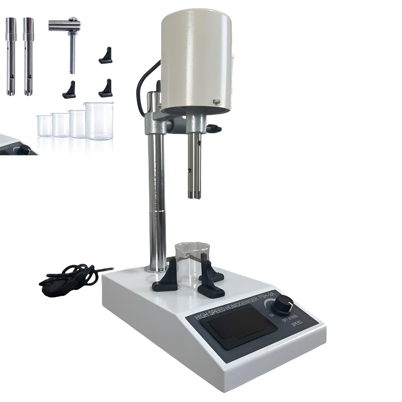 High Speed Homogenizer, Adjustable Lab Disperser Emulsifier, Speed 8000~22000RPM, with 2 Homogenizer Heads, for Powder Mixing and Homogenizing