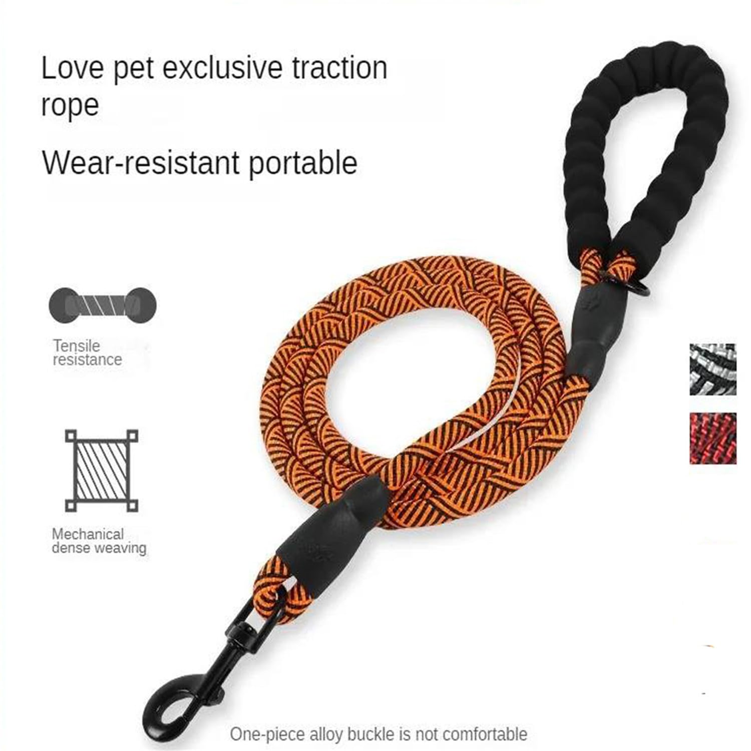 YueiHealthy 6 FT x 1/2" Dog Leash With Comfortable Padded Handle Heavy Duty Traction Rope Dog Accessories for Small Large Dogs Enhance Safety And Control (Red Stripe) - Image 2