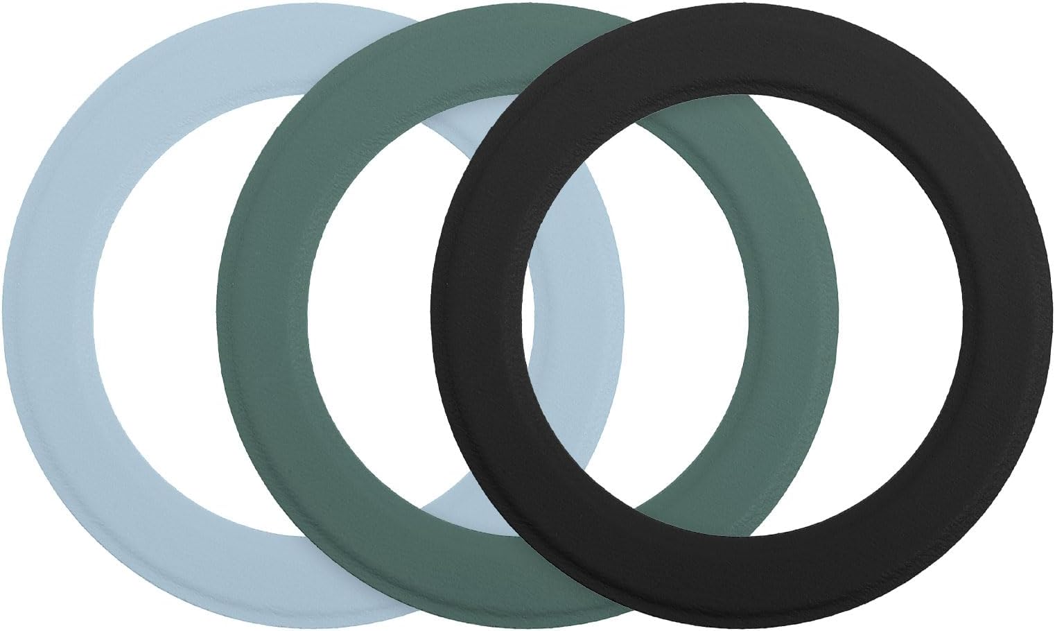 sourcing map Magnetic Sticker Ring, 3 Pcs Universal Magnetic Adapter Ring Leather Magnet Wireless Charging Conversion Kit for Mobile Phone Case Wireless Charger, Blue/Black/Green