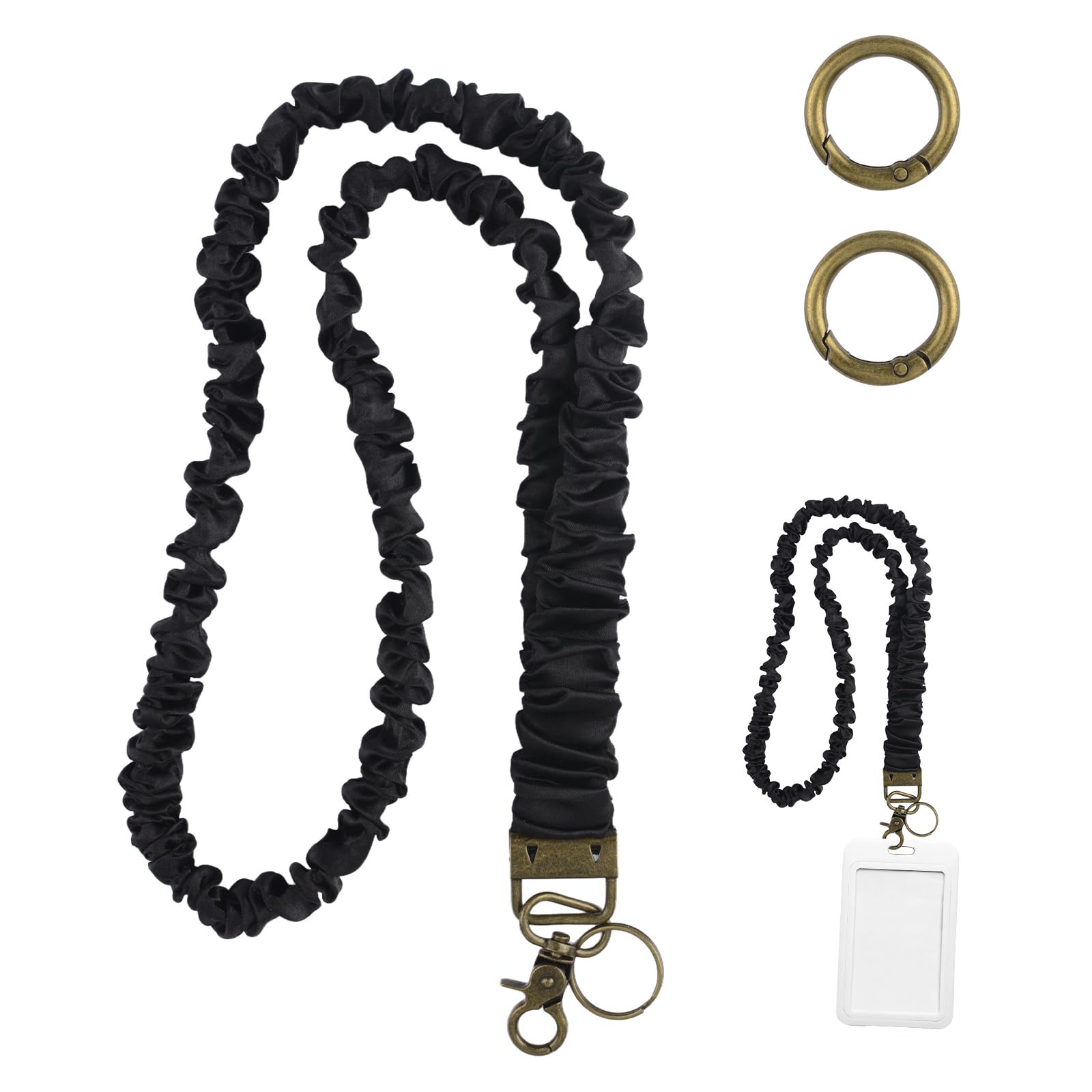 HICOHAND Neck Stretchy Scrunchie Lanyard,2pcs Retractable Keychain With Clip Closure for ID Badge Car Keys Wallet Earphone bag Cell Phone