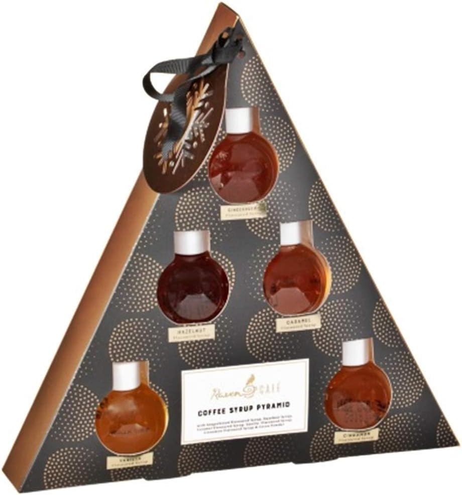 Set of 6 Flavoured Coffee Syrup Pyramid Sweet Your Morning Coffee Perfect Gift Set for a Coffee Lover! 6pk.
