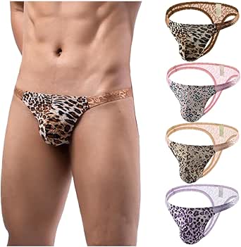 Faringoto Slip pour homme imprimé léopard cool sous-vêtements masculins confortables U convexe Bulge Pouch homme bikini sous-vêtements shorts, 6 couleurs., S