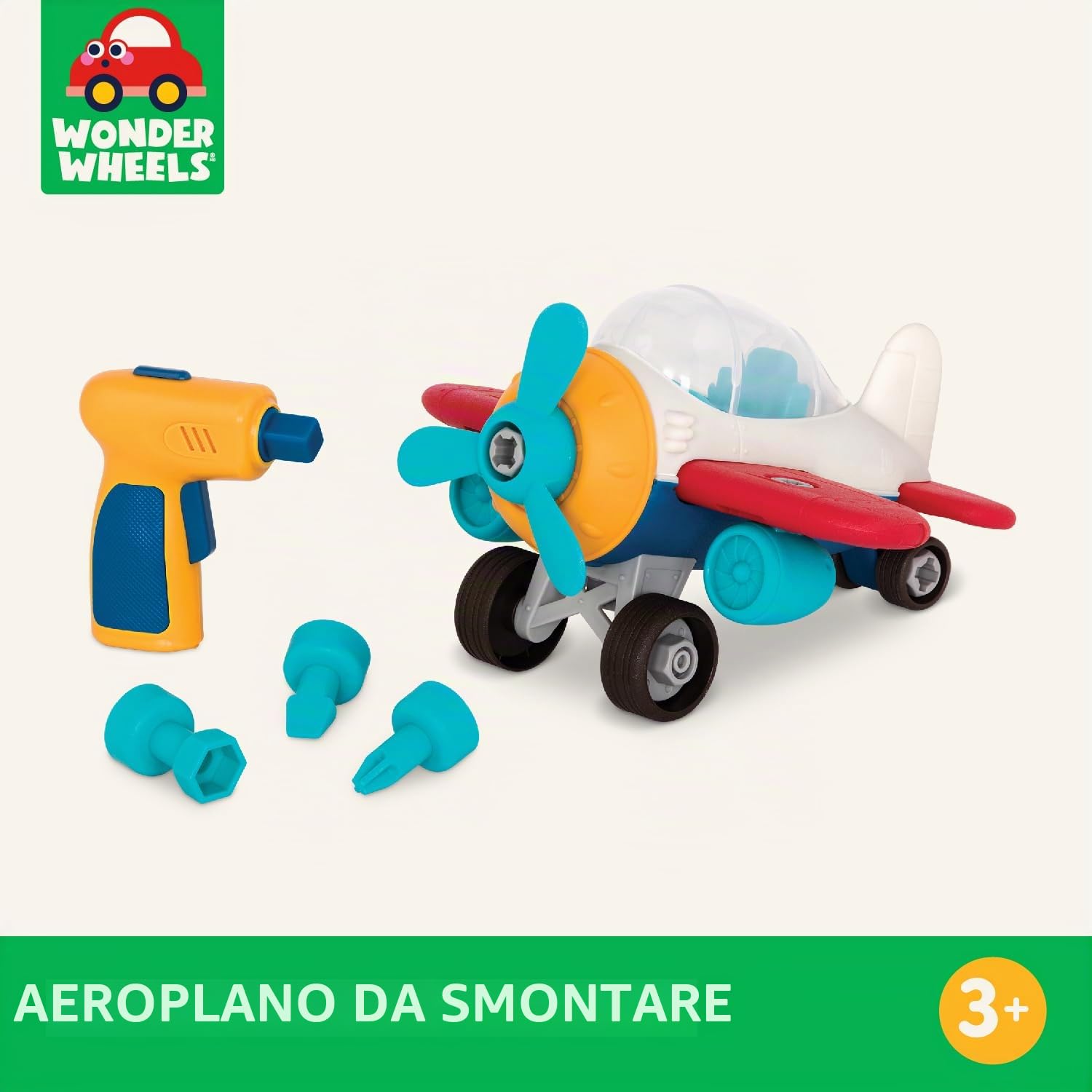 Battat - Aereo da trasporto - Aereo giocattolo con trapano per bambini - Giocattolo STEM - Benefici per lo sviluppo - 3 anni +