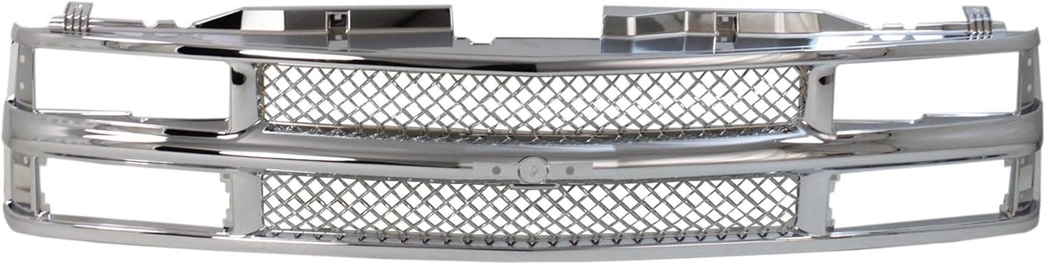 Garage-Pro Front Grille Assembly For Chevrolet Truck, C1500 1994-1999, C2500 1994-2000, C3500, K1500 Models With Dual Headlights, Chrome