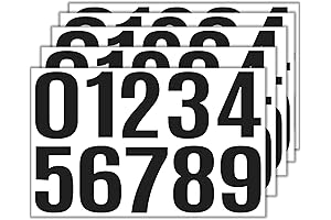 5 Sheets Number Stickers - Large 4" Outdoor Self-Adhesive Vinyl Decals