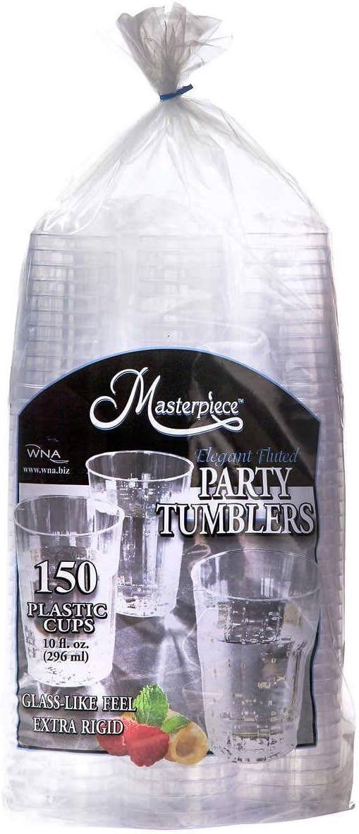WNA Masterpiece Crystal Cut Party Tumblers 10Oz Plastic Cups 150 Pack