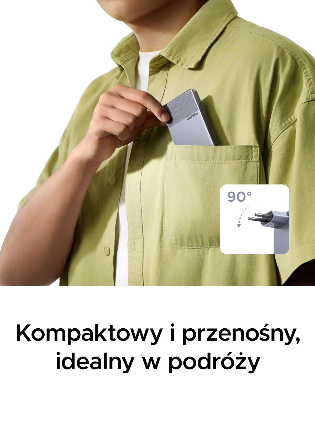 UGREEN Ładowarka USB-C 65W, cienka, 1,45 cm, składana wtyczka, 3 porty | Ultrapłaski szybka ładowarka GaN do podróży i biura, kompatybilna z MacBookiem Pro/Air/Neo, iPhone'em 17/16, iPadem, szara