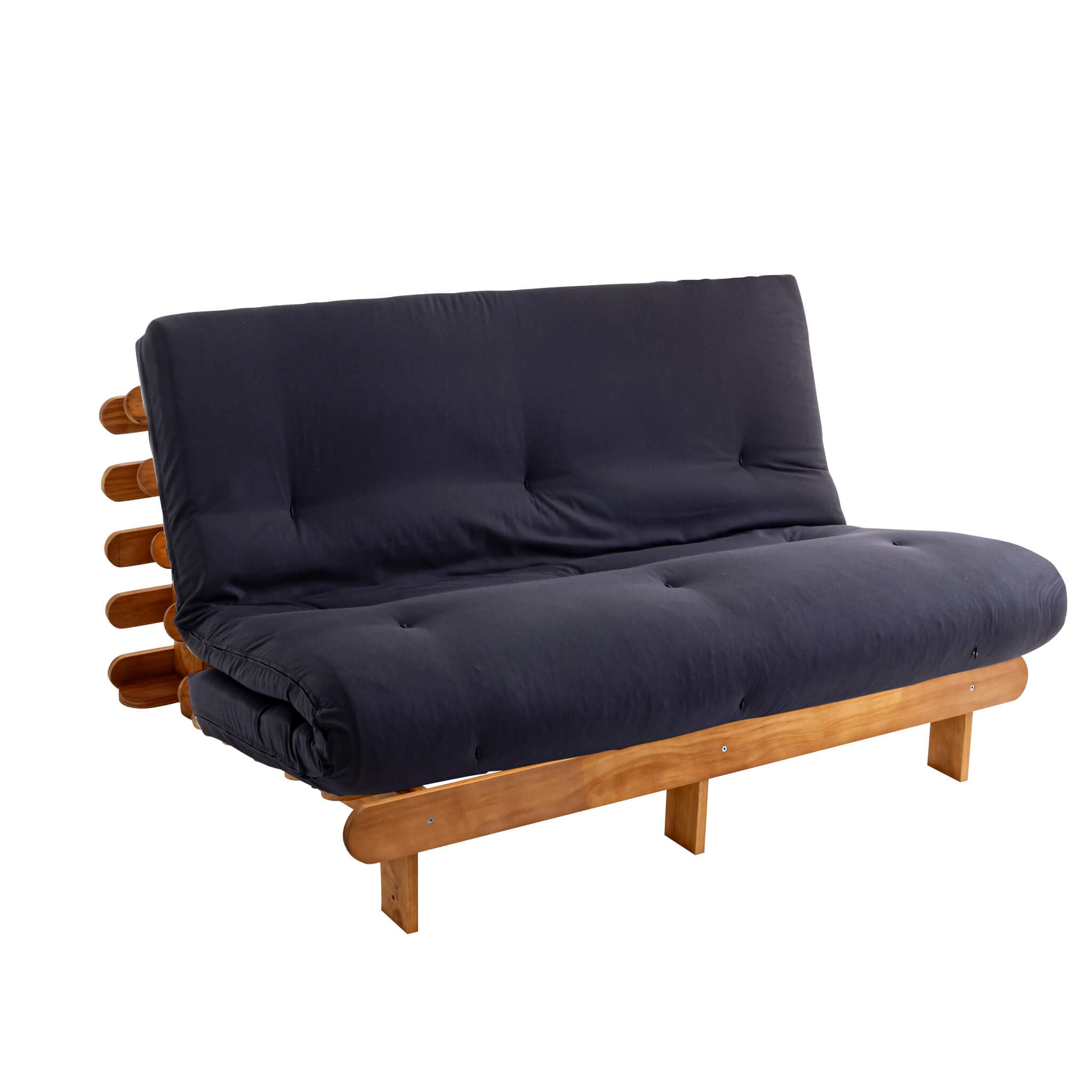 Terre de Nuit Matelas futon Anthracite en Coton 160x200
