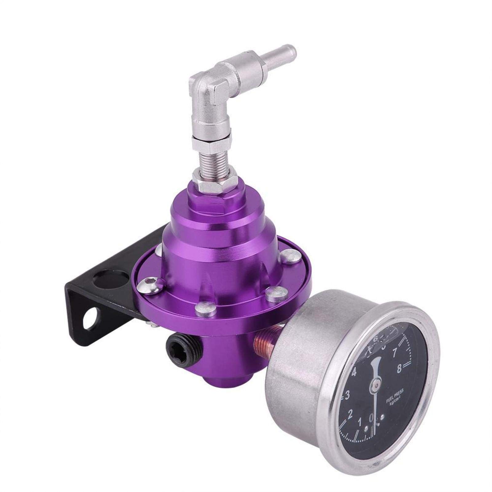 Fydun Regolatore Di Pressione Del Carburante Universale, 160psi Regolabile, Kit Con Manometro, In Alluminio Leggero, Migliora L’Efficienza Del Carburante, Compatibile Con Motori Turbo(Viola)