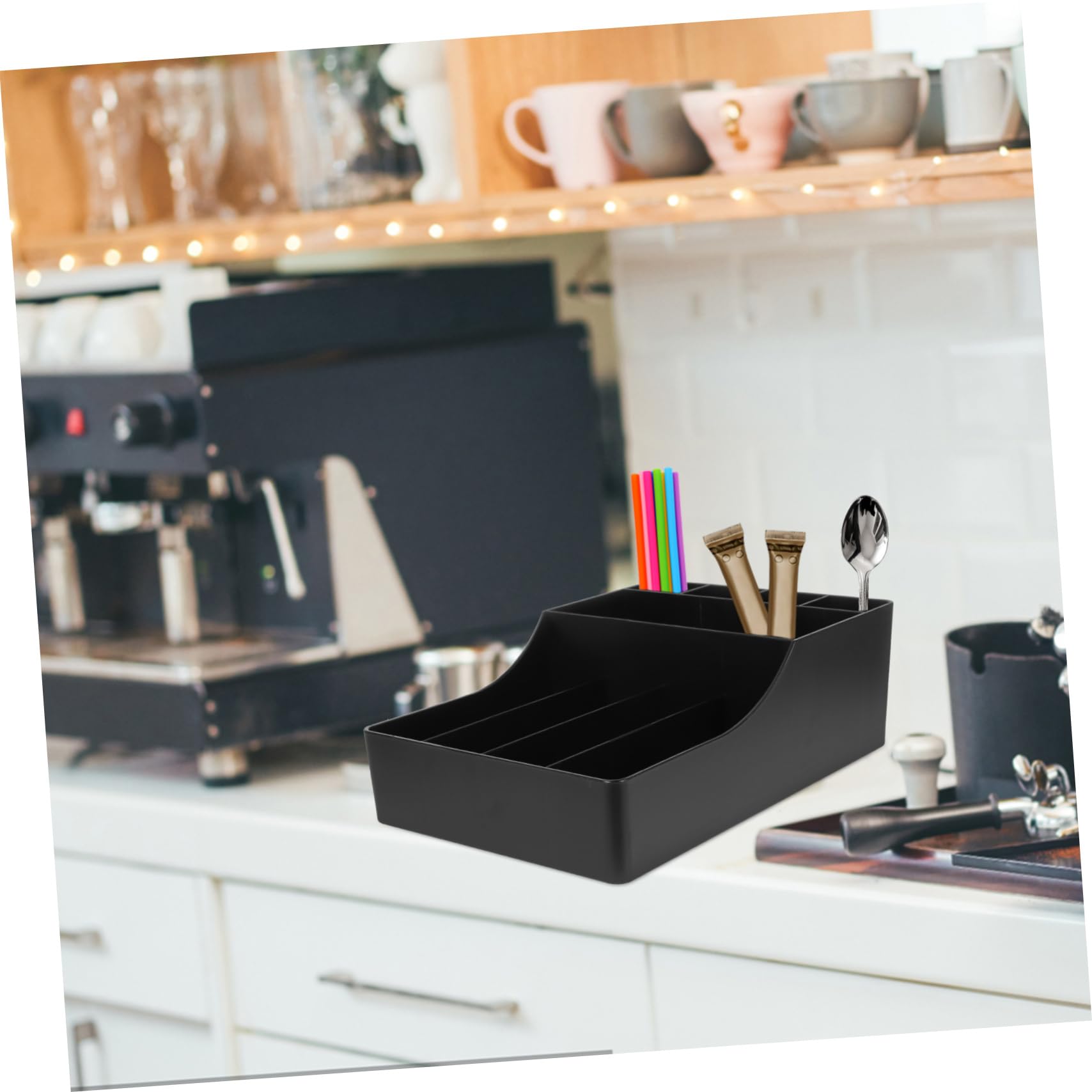 BESTYASH Kaffeebecherhalter aus Pp mit Serviettenhalter und Strohhalmhalter für Kaffeestationen Praktischer Organizer für Tee und Kaffeezubehör