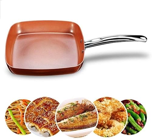 Miniatura 6 de HESNDpdg Skillets Non-Stick Copper Square Frying Pan Skillet with Ceramic Coating Oven Dishwasher Safe Cooking pots and Pans