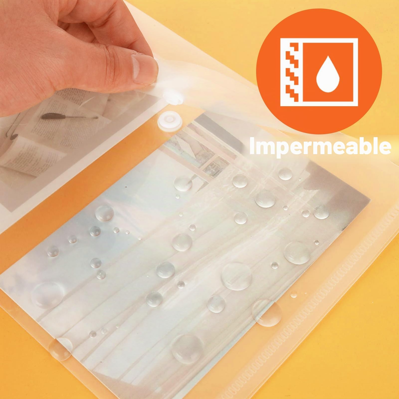 DAJAVE 60 Unidades Bolsa de plástico A5, Carpetas de Plástico Transparente de Tamaño A5, con Corchete - Sobre para Documentos con Botón de Presión, para Almacenamiento de Documentos y Sobres