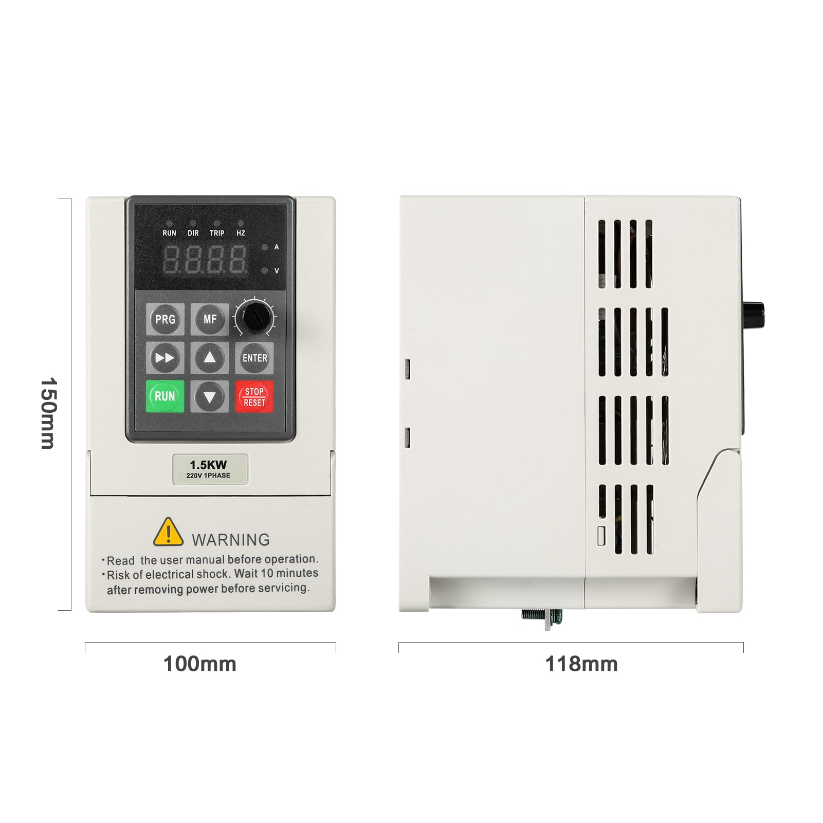 Control de velocidad del motor VFD, entrada monofásica de 220 V, Salida Trifásica de 380 V, Convertidor de Frecuencia de 1,5 kW Convertidor de Frecuencia CNC, con Cable Alargador de 2 m