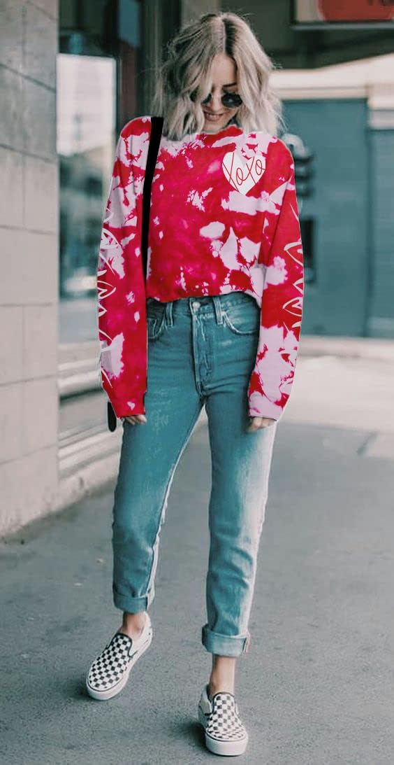 ASTANFY Valentine's Day Sweatshirt Valentines Shirt Women Be My Boo Shirt Valentines Gifts Long Sleeve Tee Tops - Image 3