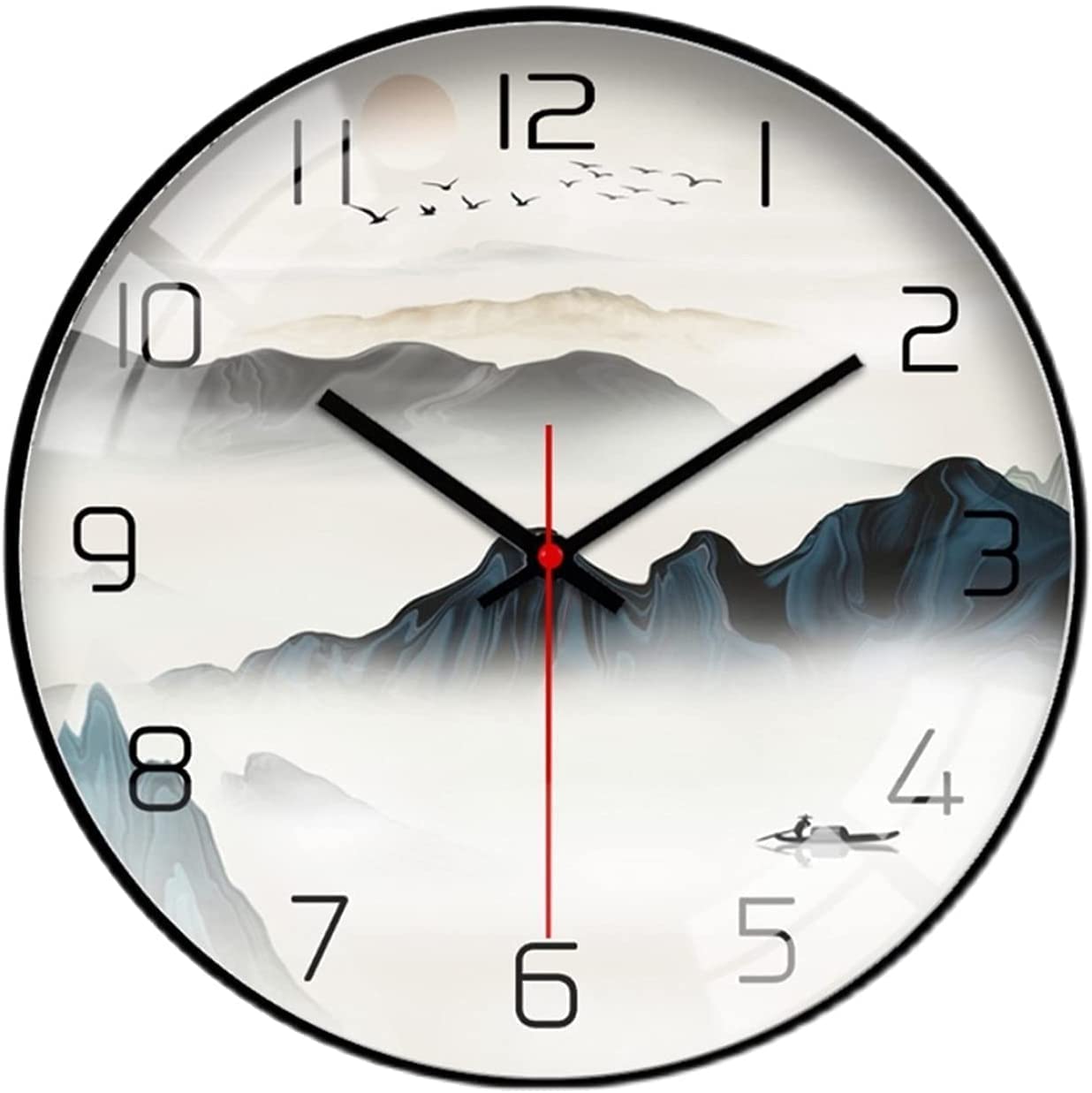 TEKCOOL Wall Clock 12" Silent Quartz Decorative Wall Clock Non-Ticking Classic Digital Clock Battery Operated Round Easy to Read Handheld Complete Home/Kitchen/Bedroom(402).