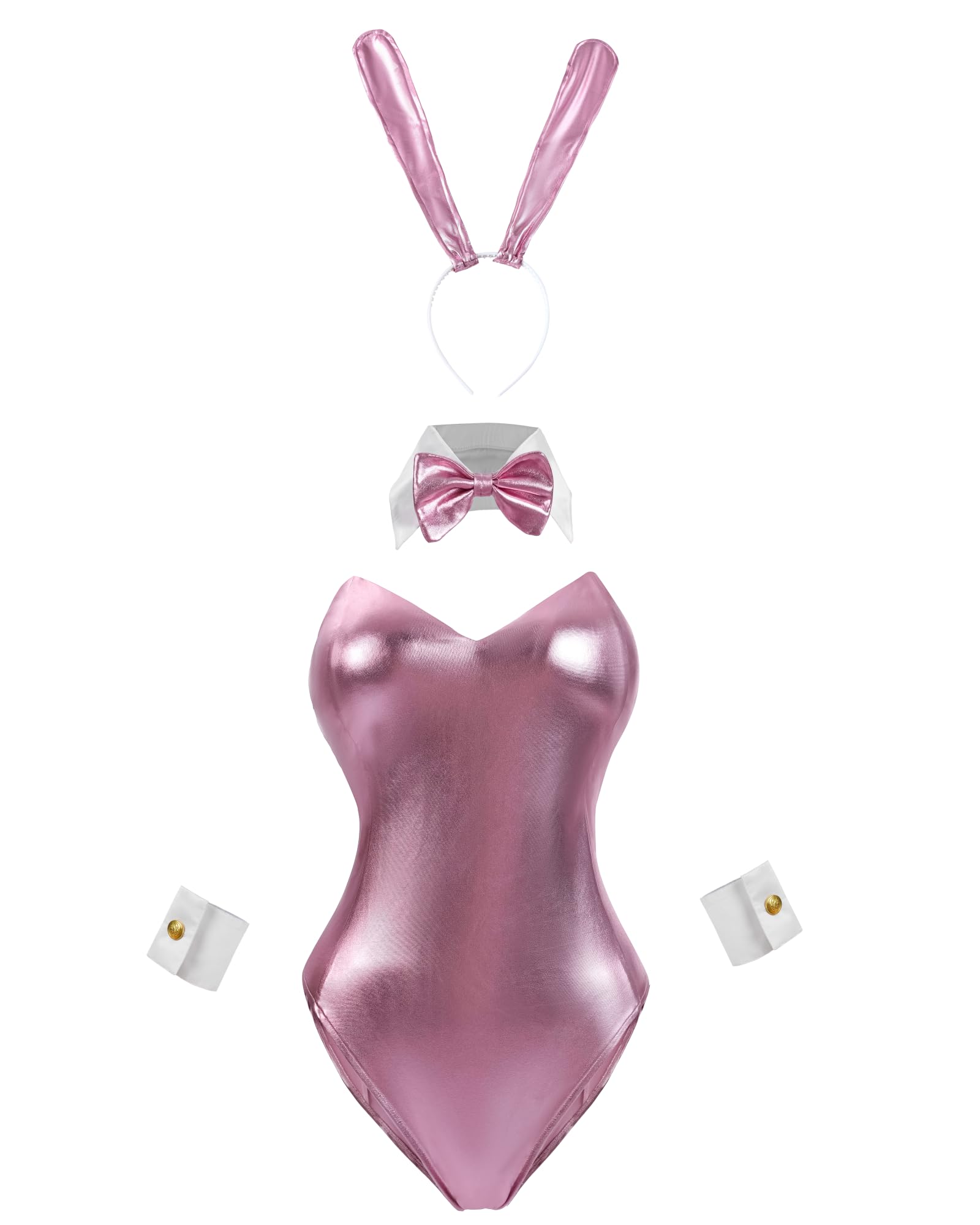 FCCAM Sexy Bunny Costume Women Anime Senpai Bunny Bodysuit Cosplay Bunny Costume Adult for Cosplay & Halloween Parties Pink M — image 1