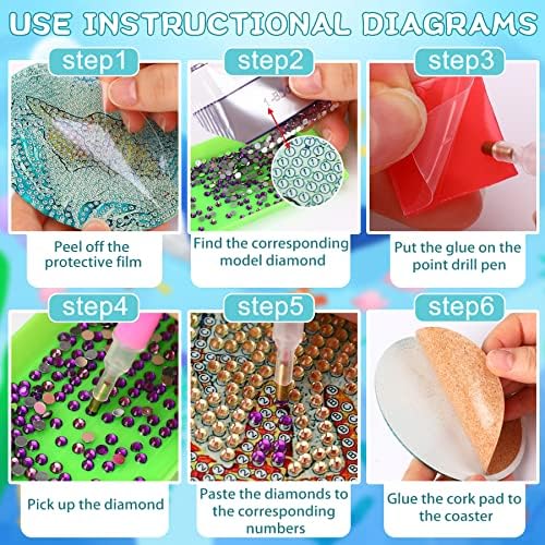 UPINS 8Pcs Diamond Painting Coasters for Drinks DIY Coaster Diamond Art Kits for Adults Kids Beginners Diamond Art Craft Supplies (Ocean) 3 61I5833CReL. AC