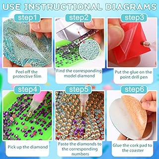 UPINS Ocean Diamond Art Painting Coaster Kit, 8Pcs DIY Crafts Kit with Holder, Non Slip Coaster Art Supplies for Adults, Ideal Christmas Gift